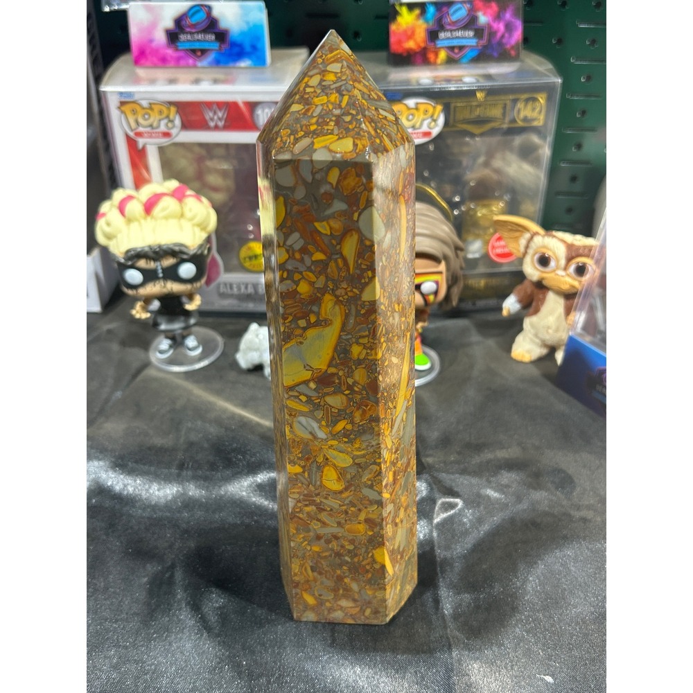 9.5 Inch 3.1lbs Fruit Jasper Crystal Tower Point Obelisk #66
